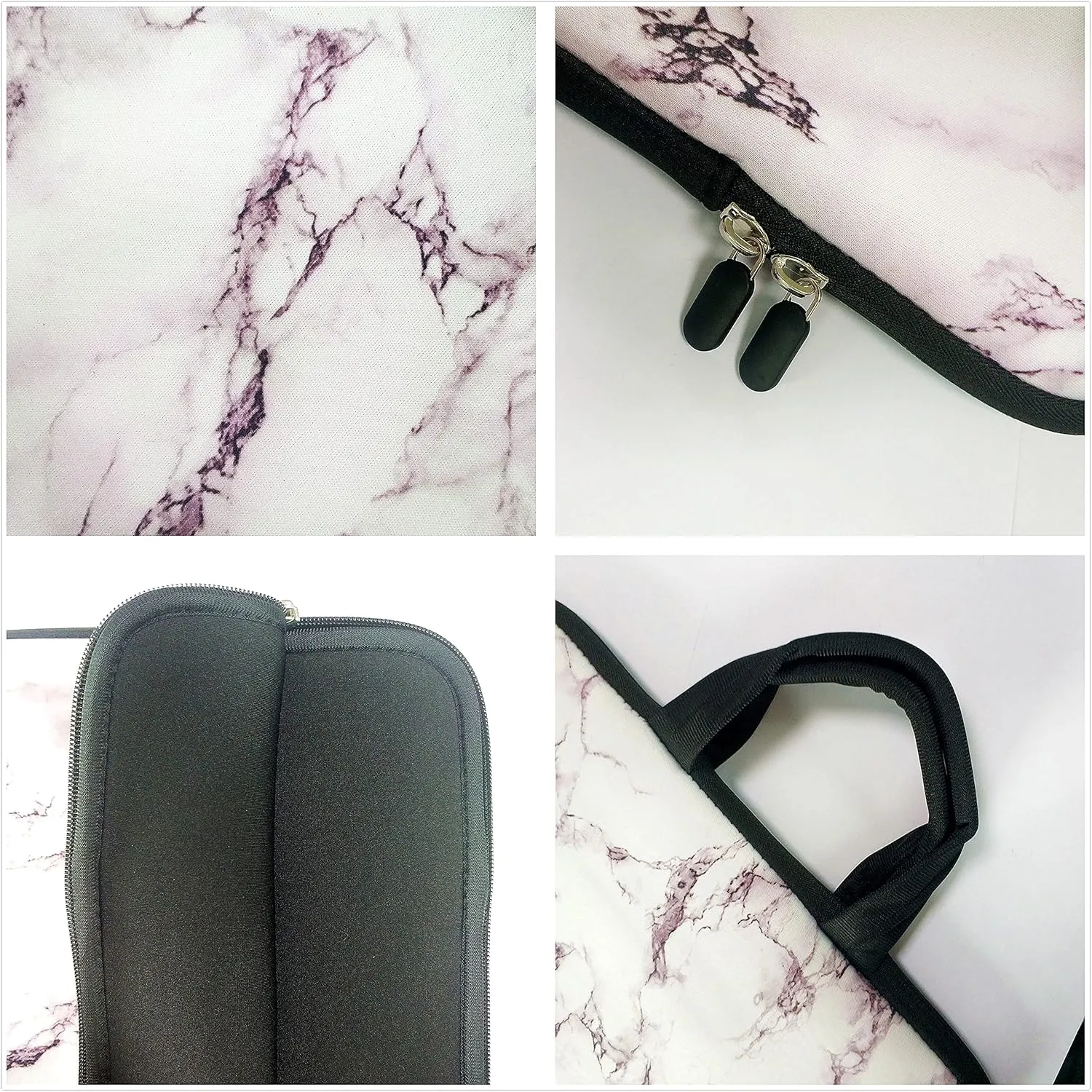 15 inch Neoprene Laptop Carrying Bag Chromebook Case Notebook Ultrabook Bag Tablet Travel Cover with Handle Zipper Carrying Sleeve Case Bag Fits 14 15 15.4 inch Netbook/Laptop (White Marble)