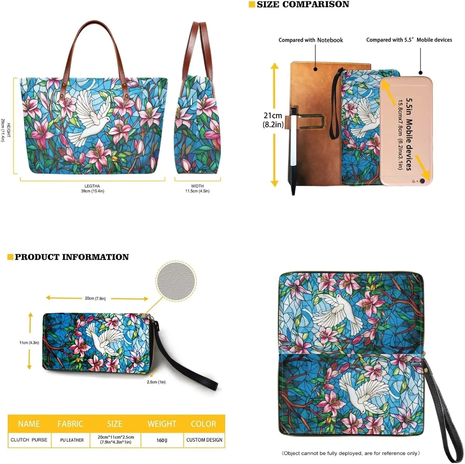 2 Pcs Women Handbag Set Tote Bag Large Shoulder Bag Top Handle Purse PU Wallet Set for Work Shopping Travel