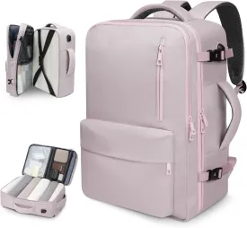 35L Travel Backpack | 180 All-Open Design | Multi-Pockets | Airline Approved Carry on |15.6 inch Laptop Compartment |USB Port |Perfect for Travel Business College Bookbags|Men Women,Dark Pink