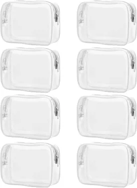 8 Packs Clear Cosmetics Bags for Women Men Waterproof Toiletry Bags PVC Makeup Bags Organizer Case with Zipper for Travel Bathroom (8 White Colors)
