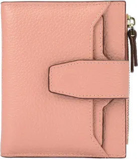 AINIMOER Women's RFID Blocking Leather Small Compact Bi-fold Zipper Pocket Wallet Card Case Purse with id Window