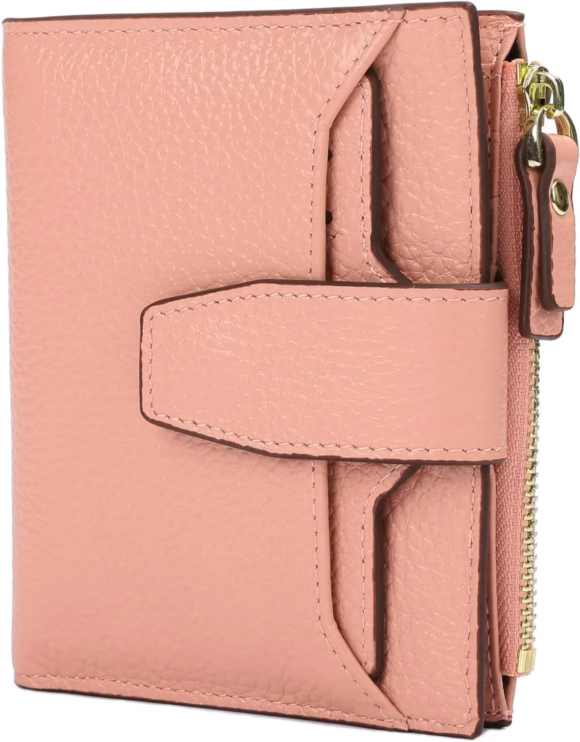 AINIMOER Women's RFID Blocking Leather Small Compact Bi-fold Zipper Pocket Wallet Card Case Purse with id Window