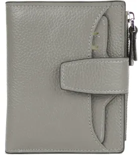 AINIMOER Women's RFID Blocking Leather Small Compact Bi-fold Zipper Pocket Wallet Card Case Purse with id Window