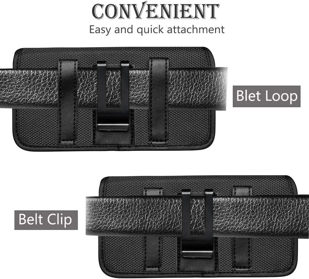 Belt Clip Holster for Crosscall Action-X3 / Core-X3 / Trekker-M1, Caterpillar CAT S60 / S41 / S52 / S61, Konka SP9 Universal Canvas Phone Holder Pouch Case with Belt Clip Loops