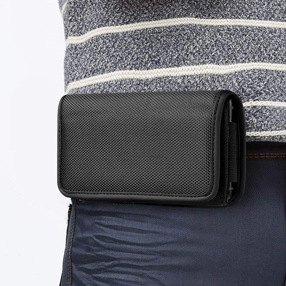Belt Clip Holster for Crosscall Action-X3 / Core-X3 / Trekker-M1, Caterpillar CAT S60 / S41 / S52 / S61, Konka SP9 Universal Canvas Phone Holder Pouch Case with Belt Clip Loops