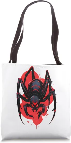 Black & Red Widow Spider Insect Embrace Dark Elegance Tote Bag