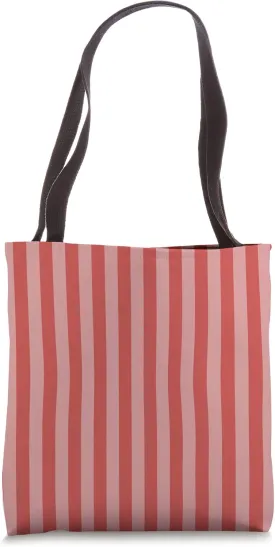 Cherry Red Cabana Tent Stripe Tote Bag