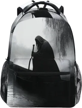 Death Gothic Boat Backpack for School Boys Girls Laptop Travel Backpack Book Bag Daypack 11.4 16 In S