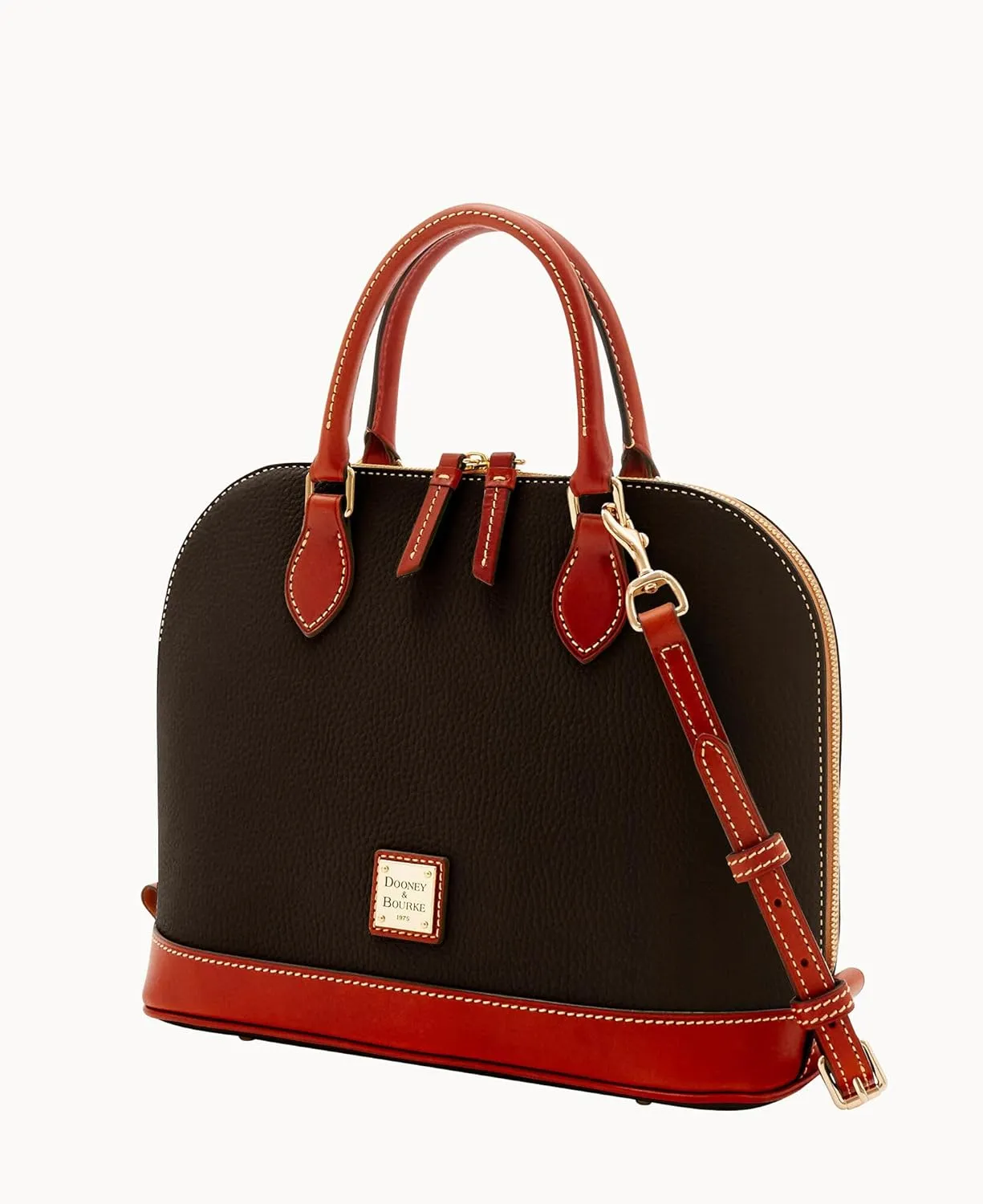 Dooney & Bourke Women's Zip Zip Satchel in Pebble Grain Leather, Large Handbag with Adjustable & Detachable Shoulder Strap