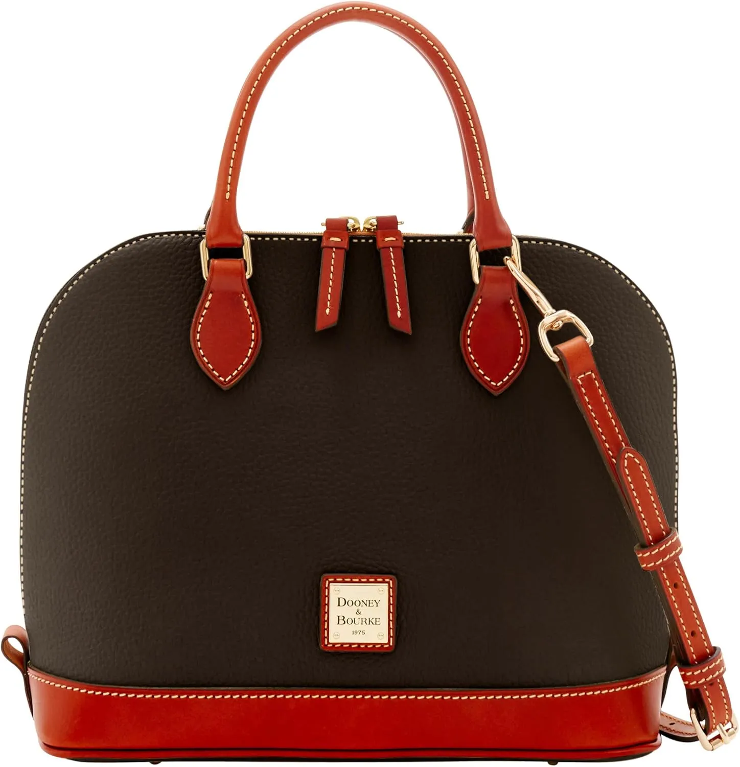 Dooney & Bourke Women's Zip Zip Satchel in Pebble Grain Leather, Large Handbag with Adjustable & Detachable Shoulder Strap