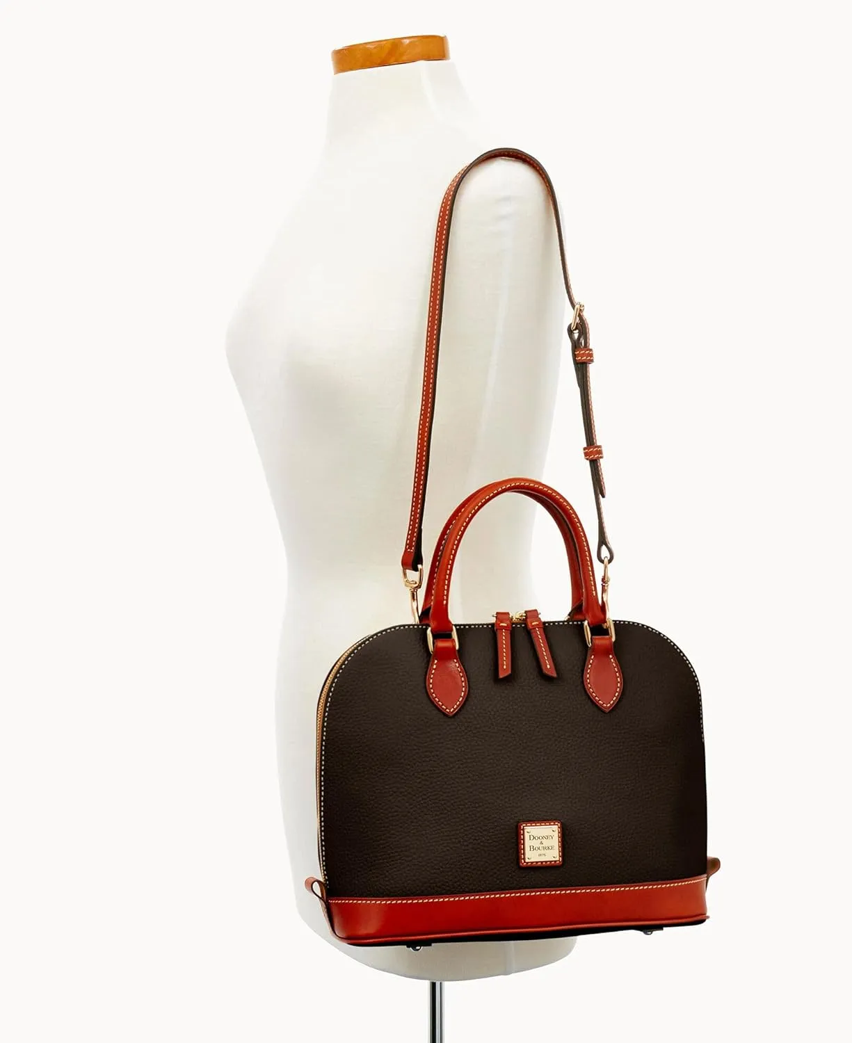 Dooney & Bourke Women's Zip Zip Satchel in Pebble Grain Leather, Large Handbag with Adjustable & Detachable Shoulder Strap
