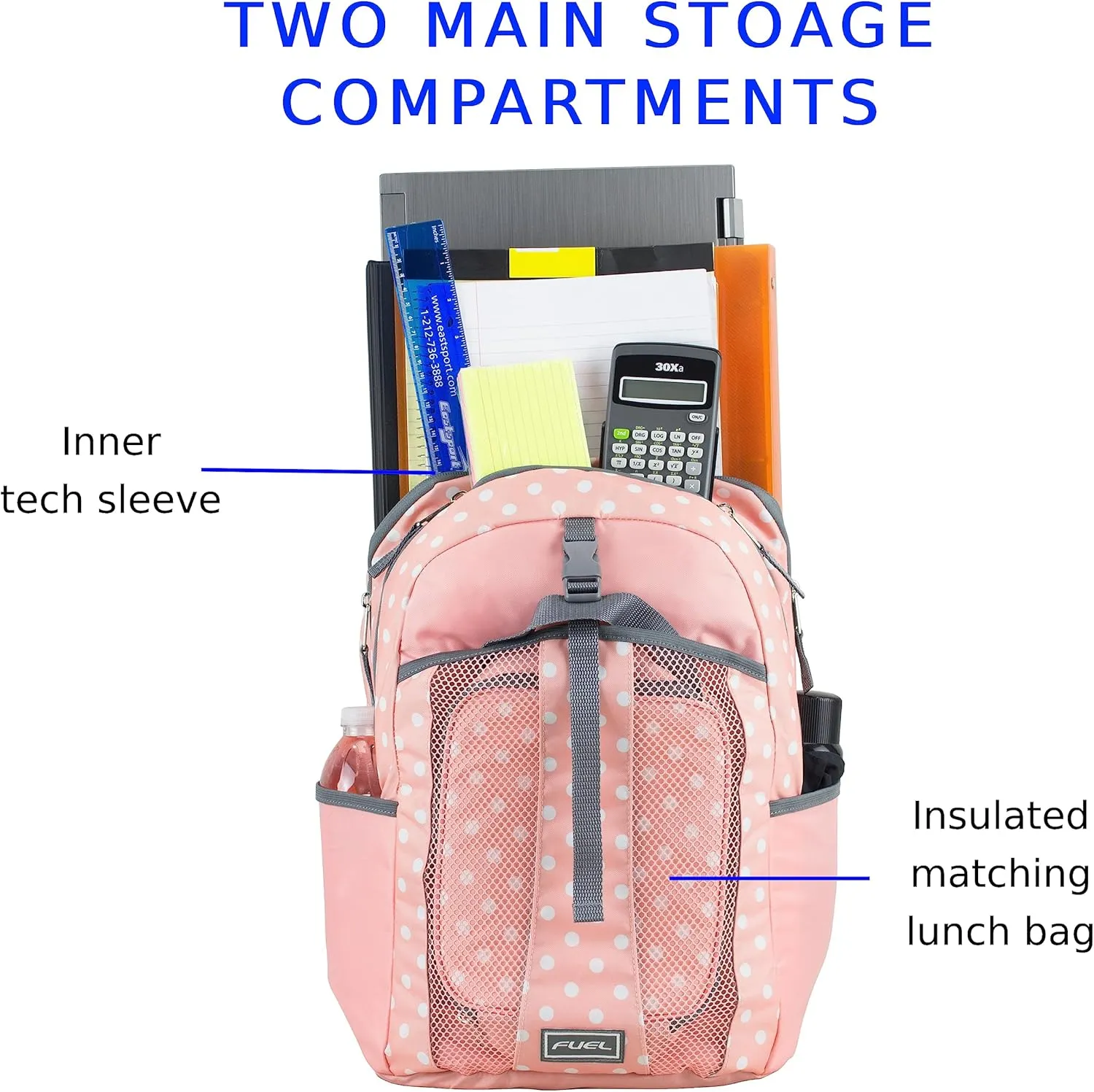 FUEL Lunch Backpack Teens Student Water Resistant Lunch Bookbag Bag Soft Reusable Insulated Cooler Lunch Box Set Travel Office Lunch Bag, Purple Lavender Flowers