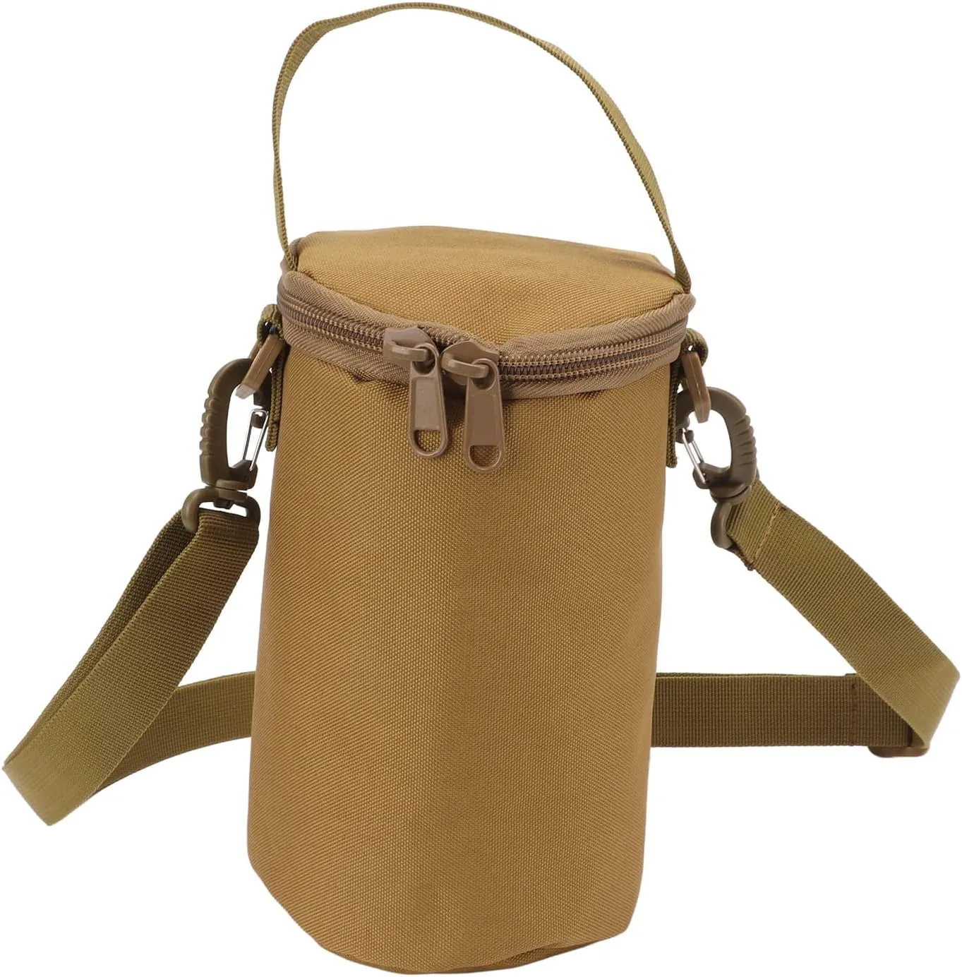 Gas Cylinder Cover, Camping Gas Lamp Lights Handle Bags, Double Zipper Portable Propane Tank Carrying Bag, Multifunctional Pouch with Shoulder Strap, for Camping Hiking(Brown)