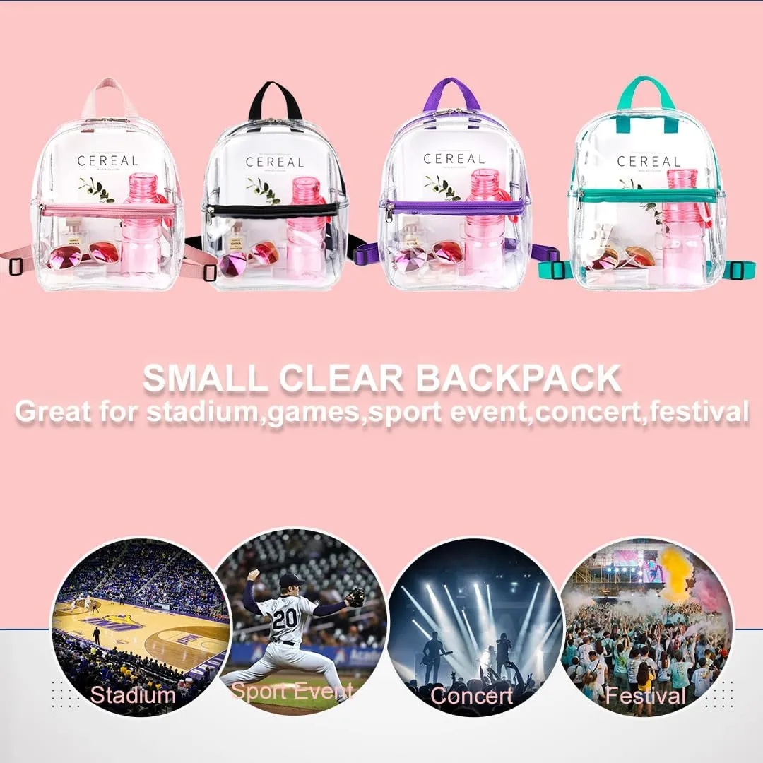 Keepcross Teal Small Clear Bag for Stadium Events,Mini Clear Backpack 12x6x12 for Sporting Events,Games,Festival,Concerts - Women Men