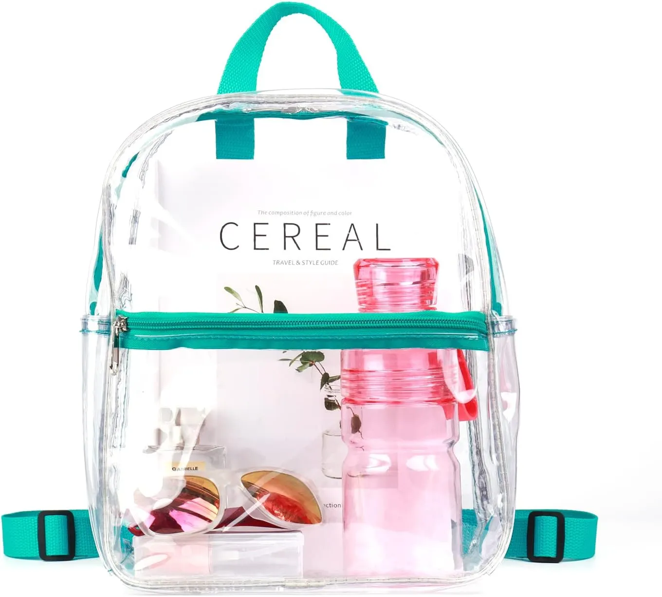 Keepcross Teal Small Clear Bag for Stadium Events,Mini Clear Backpack 12x6x12 for Sporting Events,Games,Festival,Concerts - Women Men