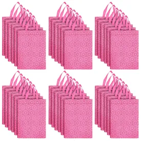 Kuber Industries Paper, Plastic Non Woven Gift Bag Tote/Carry Bags With Handles Party Favor Pack of 50- Flower(Pink) (F_26_KUBBMART016974)