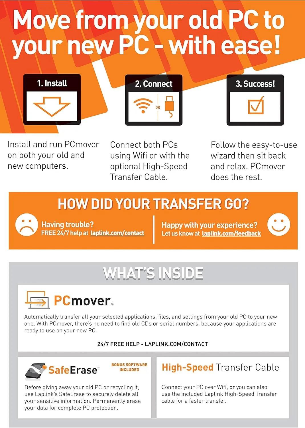 Laplink PCmover Ultimate 11 - Migration of your Applications, Files, and Settings from an Old PC to a New PC - Data Transfer Software - With Optional Super Speed USB 3.0 Transfer Cable - 1 License