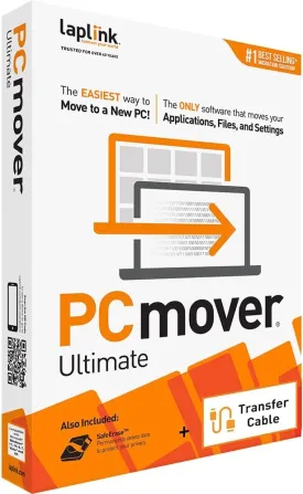 Laplink PCmover Ultimate 11 - Migration of your Applications, Files, and Settings from an Old PC to a New PC - Data Transfer Software - With Optional Super Speed USB 3.0 Transfer Cable - 1 License