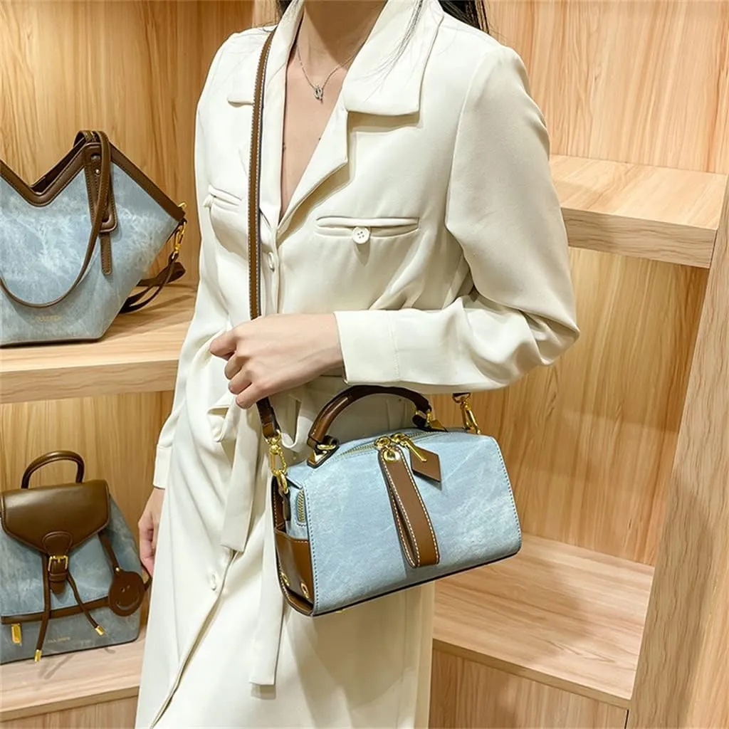 Large Capacity Boston Pillow Bag Women's Cross-Body Soft Leather Handbag Commuter Texture Single Shoulder Bag