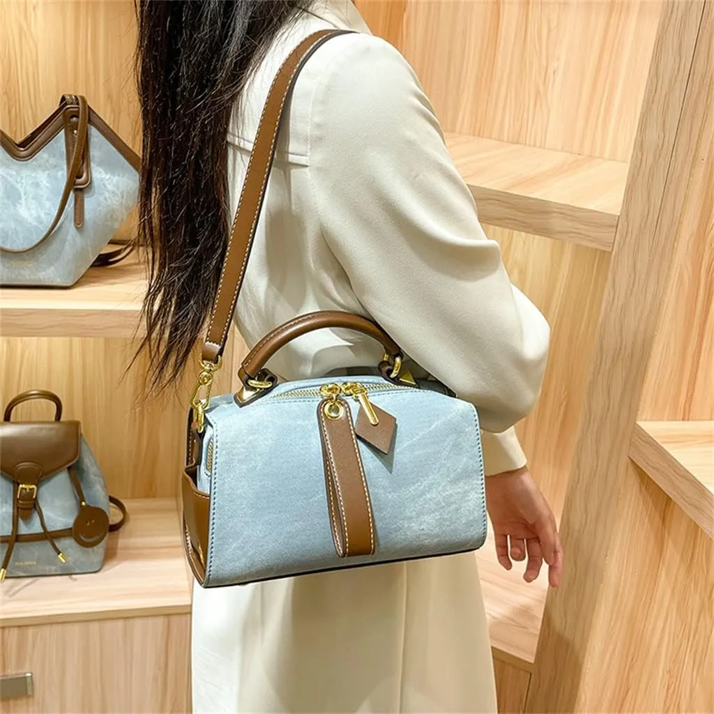 Large Capacity Boston Pillow Bag Women's Cross-Body Soft Leather Handbag Commuter Texture Single Shoulder Bag