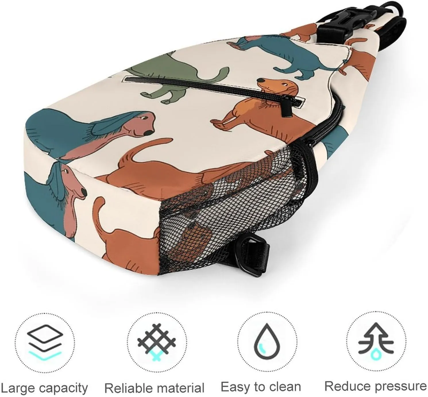 Lightweight Chest Bag Crossbody Bag Cute Dachshound Dogs Sling Backpack for Women Men Sports Travel