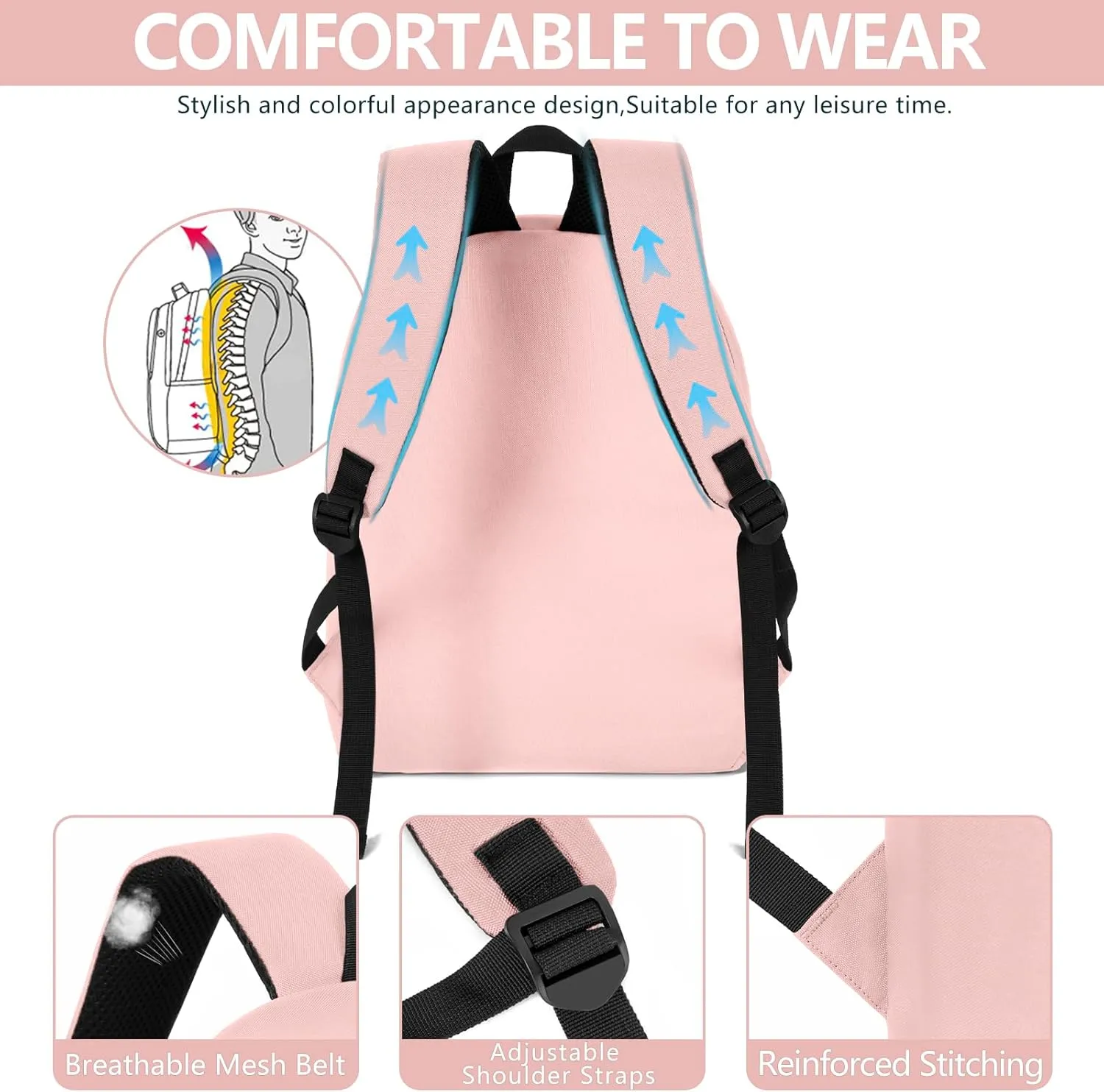 Lightweight Children School Backpack W11.9 xD5.6 xH15.8 Daily Use Backpack Book Bag for Kids