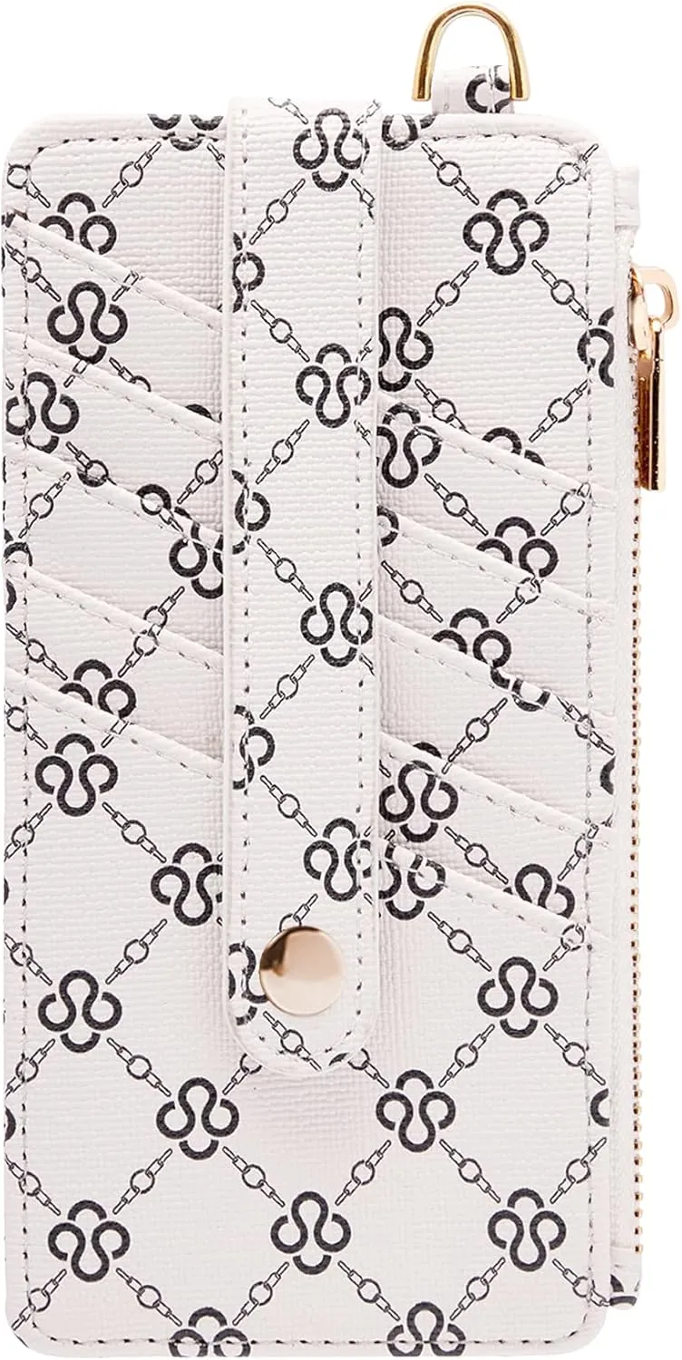 M-Plateau Women's Wallets, Credit Card Wallet with Wristlet Strap, RFID Blocking Slim Clutch Purses for Women with Zipper Pocket (Off-white)