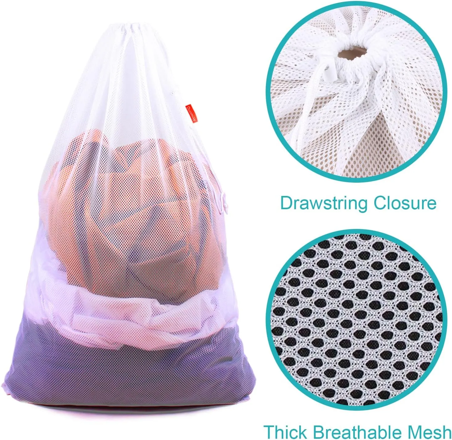 Mesh Laundry Bag Heavy Duty Drawstring Bag, Factories, College, Dorm, Travel and Apartment Dwellers, 24 x 36 Inches, 2 Pack, White
