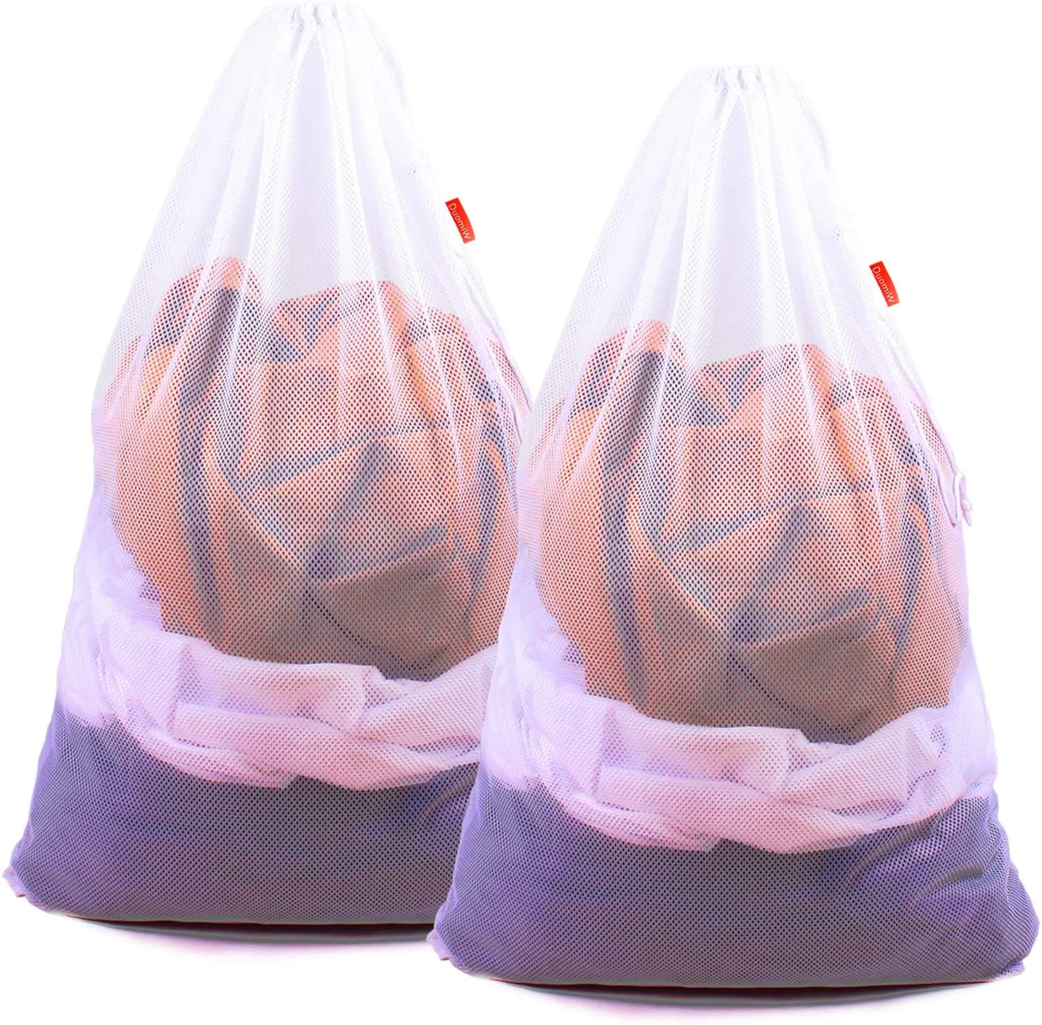 Mesh Laundry Bag Heavy Duty Drawstring Bag, Factories, College, Dorm, Travel and Apartment Dwellers, 24 x 36 Inches, 2 Pack, White
