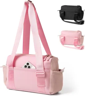 Mini Gym Bag for Women with Adjustable Wide Strap - Lightweight Waterproof Duffle & Crossbody Travel Bag with Wet/Dry Compartments, Multi-Pocket Design for Gym Clothes & EssentialsPink