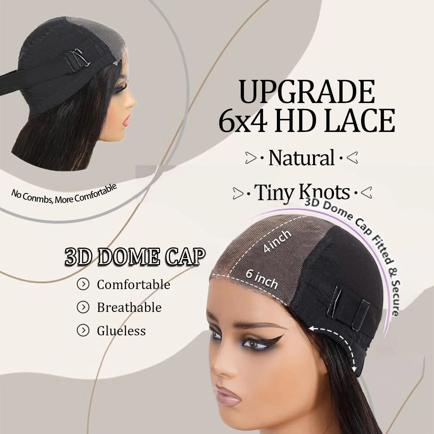 Minice 28 Inch Straight Lace Front Wigs Human Hair Glueless Wigs Human Hair Pre Plucked Pre Cut 6X4 Straight Wigs HD Lace Closure 200% Density Wear and Go Natural Color Black Wigs for Women