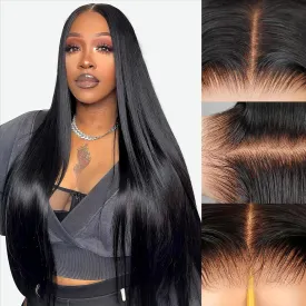 Minice 28 Inch Straight Lace Front Wigs Human Hair Glueless Wigs Human Hair Pre Plucked Pre Cut 6X4 Straight Wigs HD Lace Closure 200% Density Wear and Go Natural Color Black Wigs for Women