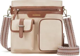 Missnine Crossbody Bags for Women Multi Pocket Purses Soft Leather Medium Shoulder Handbags with Adjustable Strap