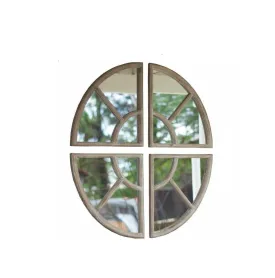 Modern Art & Craft's® Wood Wall Mirror | Wall Hanging Mirror | with Mirror | Decor Mirror | for Living Room | Bedroom | Mekeup Mirror | Set of - 4 | (1 Panel Size - 18x18 Inch)