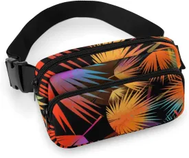 Multicolored Palm Leaves Belt Bag Fanny Pack Crossbody Tropical Plant Fashion Waist Packs With Adjustable Strap For Men Women Travel Hiking Cycling Running