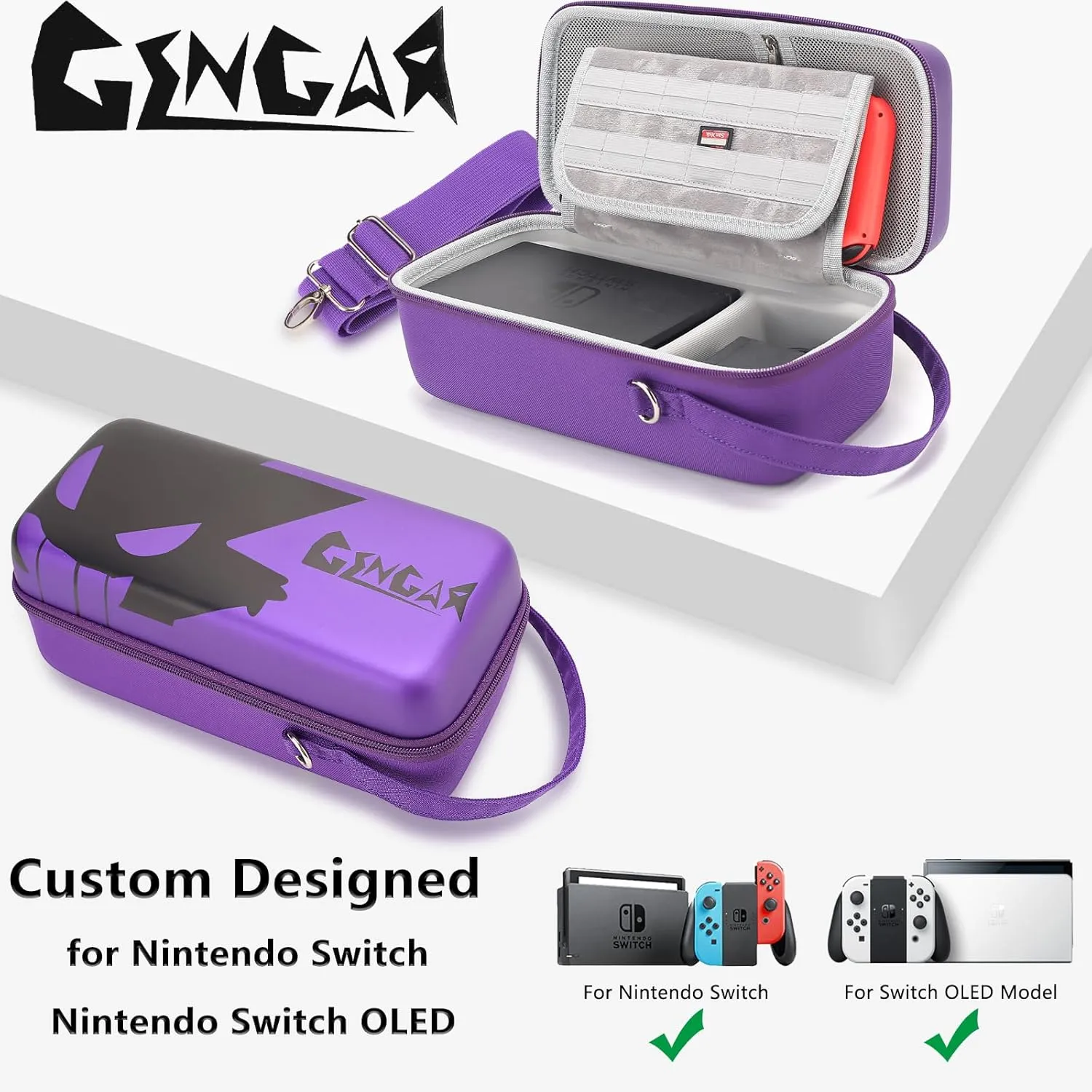 Portable Carrying Case Compatible with Nintendo Switch/Switch OLED - Built-in Stand and Removable Shoulder Strap Design Fit Switch Console, AC Charger Adapter, Switch Dock/Pro Controller Accessories