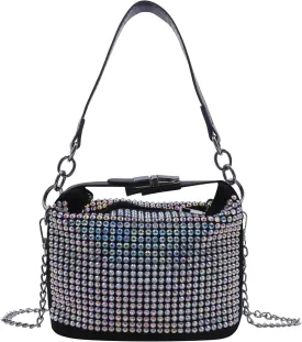 RARITYUS Bling Rhinestone Hobo Crossbody Bag for Women Fashion Tote Underarm Bag Shoulder Handbag for Prom Cocktail Party