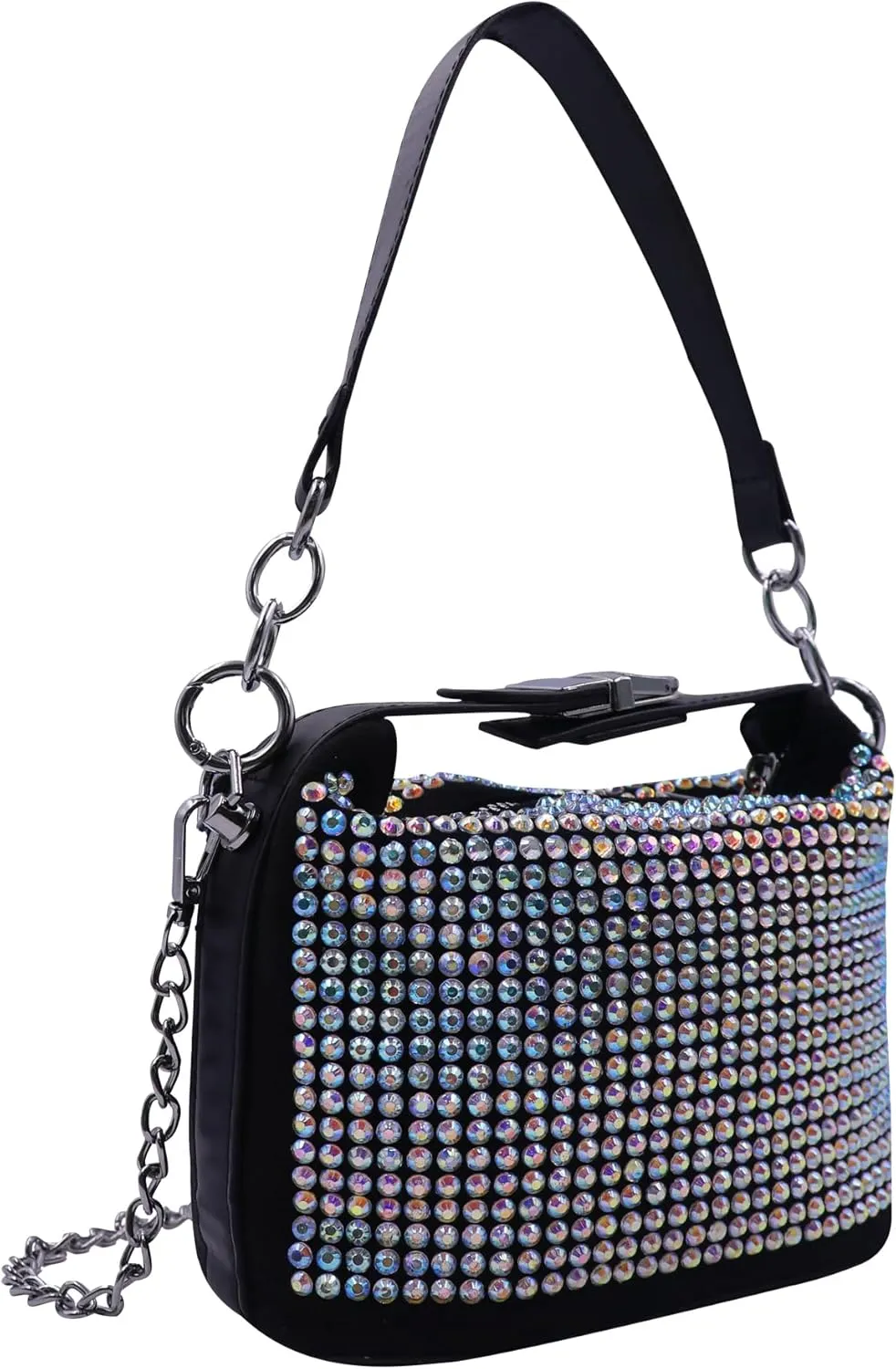 RARITYUS Bling Rhinestone Hobo Crossbody Bag for Women Fashion Tote Underarm Bag Shoulder Handbag for Prom Cocktail Party
