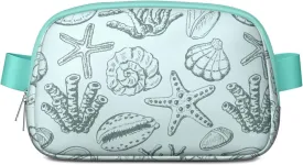 Starfish Mini Belt Bag for Men Women Seashells Beach Waist Packs Crossbody Bags Adjustable Strap for Hiking Cycling Running