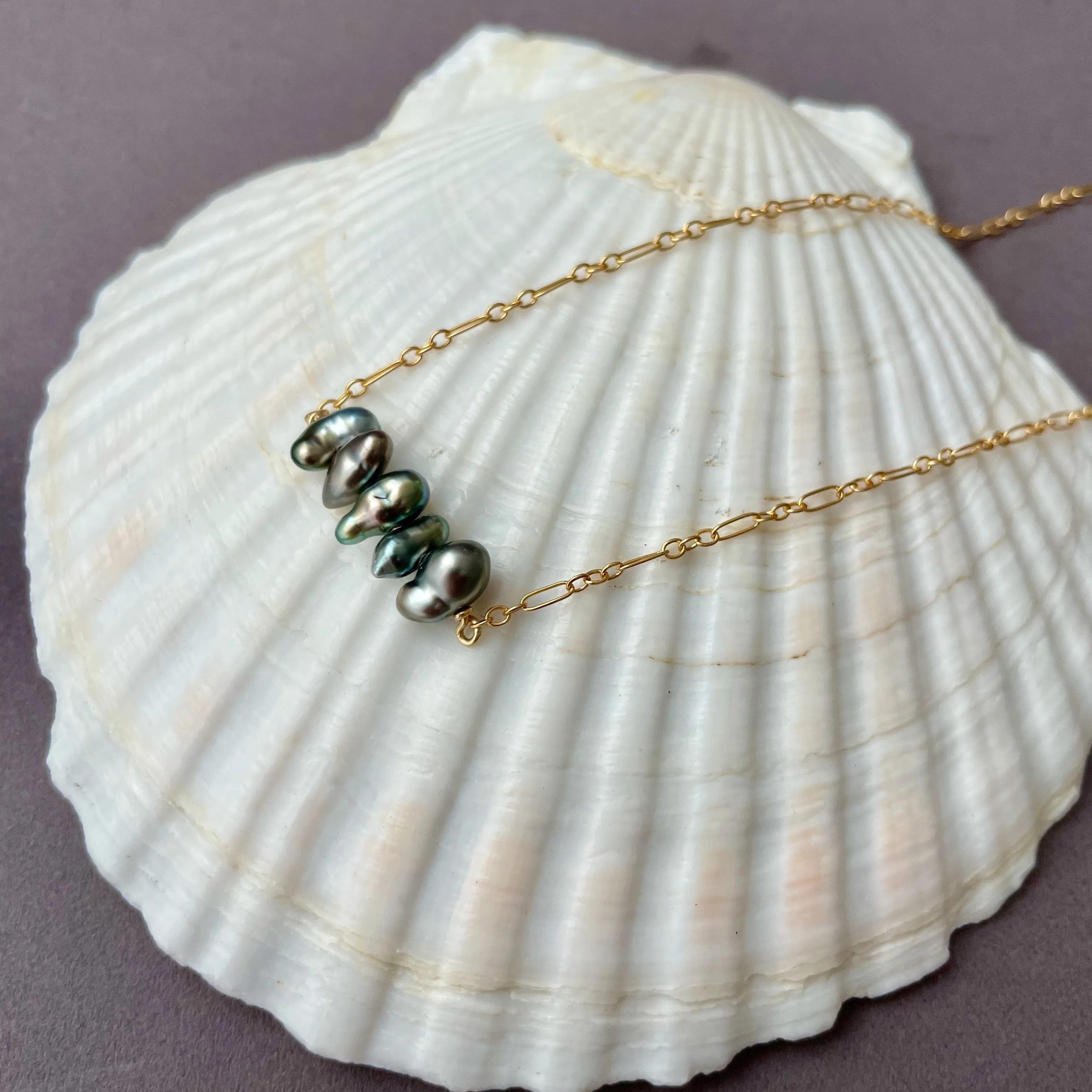 SWEET KEYS TAHITIAN KESHI PEARL NECKLACE