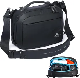 Tenzing Sling Camera Bag 4L,waterproof Crossbody Camera Shoulder Bag for Photographers,Compatible for GoproInsta360 FlowDJI miniSony etc Compact Camera(Black)