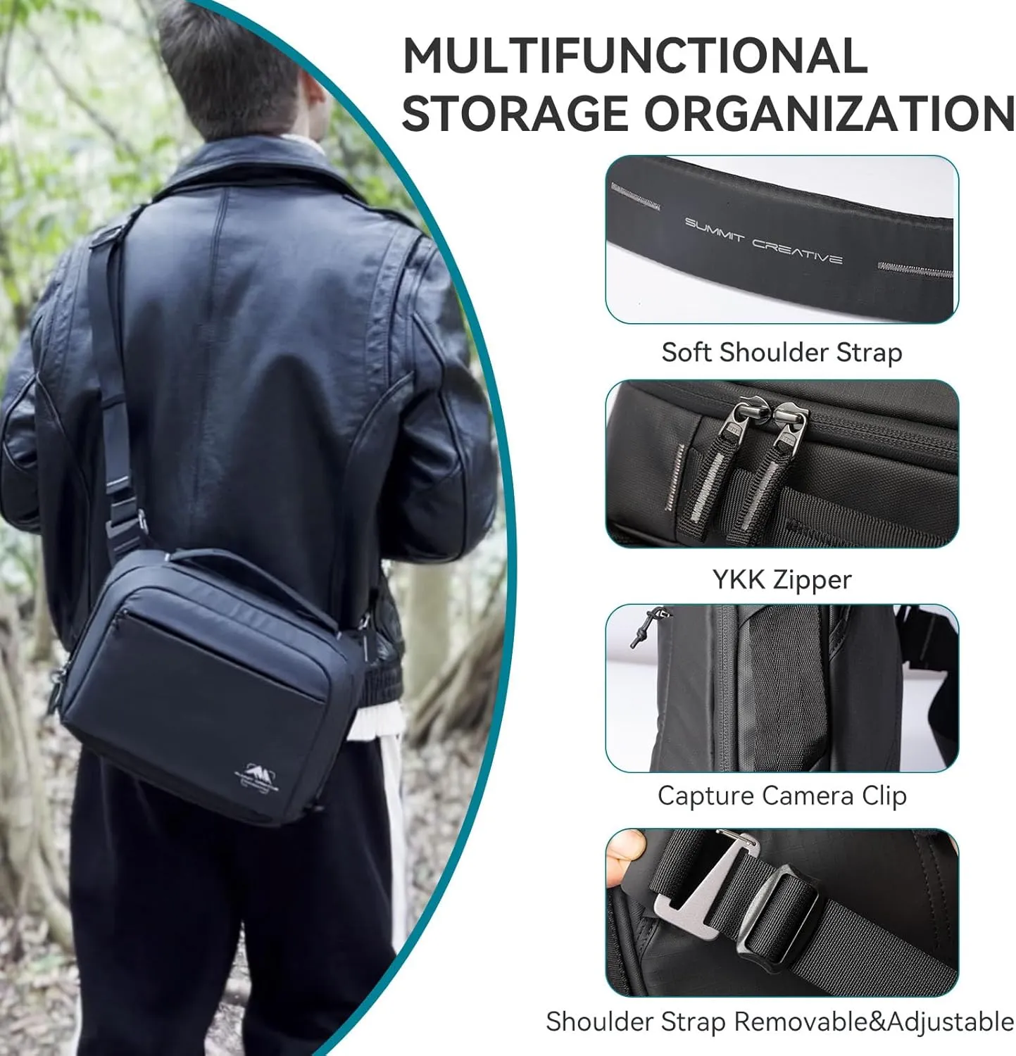 Tenzing Sling Camera Bag 4L,waterproof Crossbody Camera Shoulder Bag for Photographers,Compatible for GoproInsta360 FlowDJI miniSony etc Compact Camera(Black)