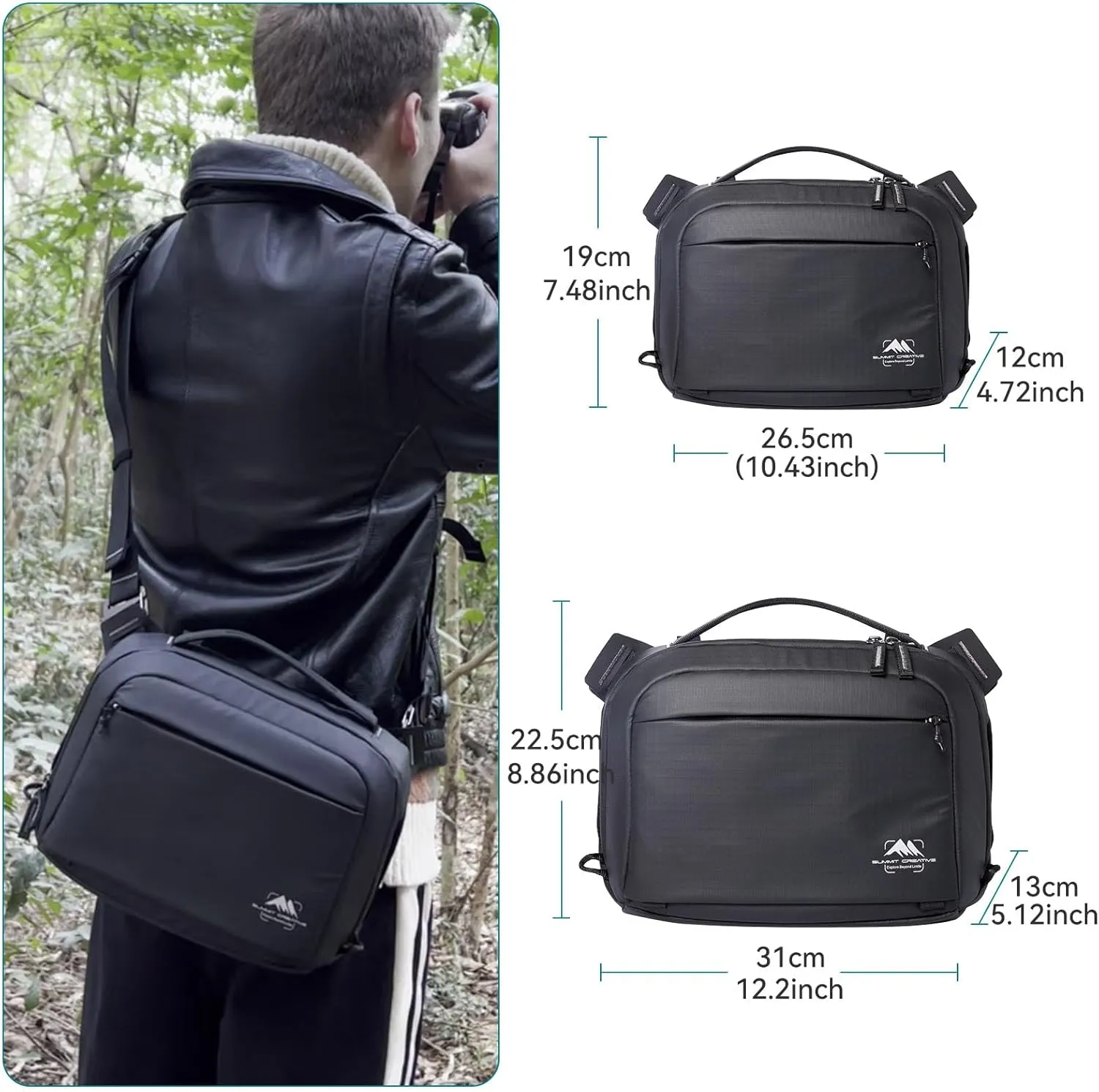 Tenzing Sling Camera Bag 4L,waterproof Crossbody Camera Shoulder Bag for Photographers,Compatible for GoproInsta360 FlowDJI miniSony etc Compact Camera(Black)