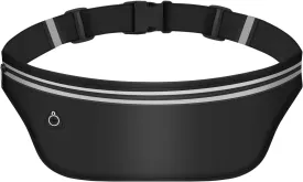 UltraSlim Fanny Packs for Women Men Slim Running Belt Waist Pack Runners Bag Waterproof Money Belt (Black)