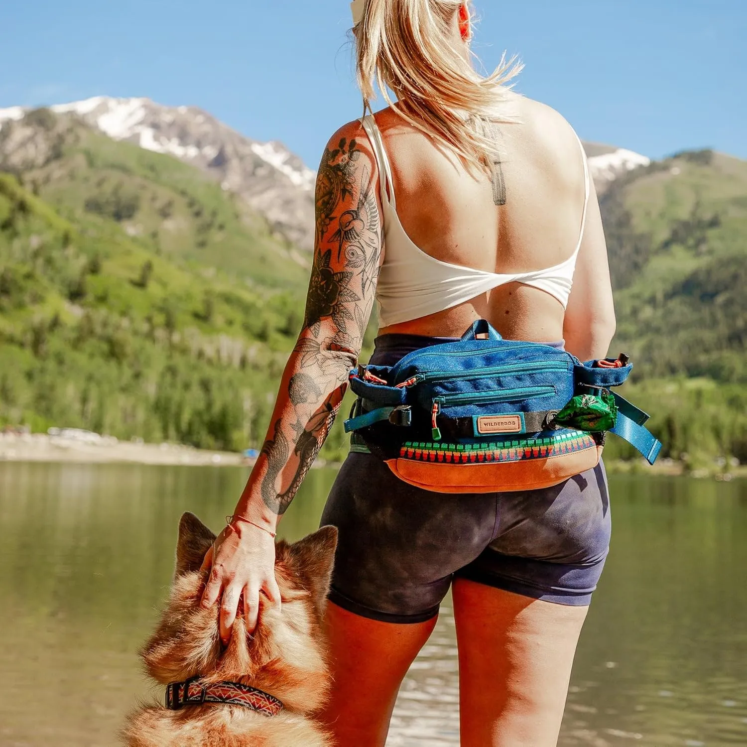 Wilderdog Mega Hip Pack with 3-Liter Capacity, Two Mesh Water Bottle Pockets, Interior Key Loops, Adjustable Straps, and Poop Bag Dispenser (Black)