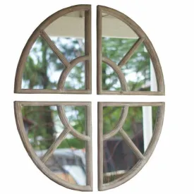 WILDWOOD Wood Wall Mirror | Wall Hanging Mirror | with Mirror | Decor Mirror | for Living Room | Bedroom | Mekeup Mirror | Set of - 4 | (1 Panel Size - 18"x18")(Brown)